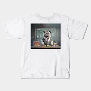 Pug Dog Teacher Professor in School Kids T-Shirt